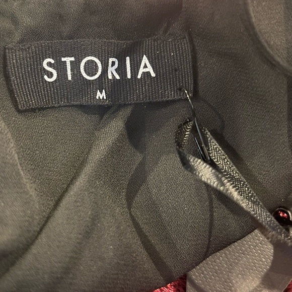 Storia Black Mini Slip Dress with Multicolor 3D Floral Embroidery size M - Picture 7 of 7